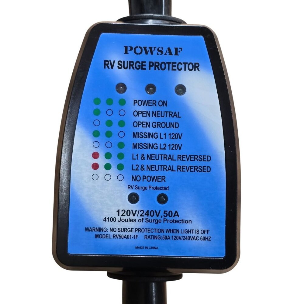 Powsaf RV Surge Protector 50A 120V/240V With LED Diagnostic Indicators Heavy-Dut - Picture 3 of 8
